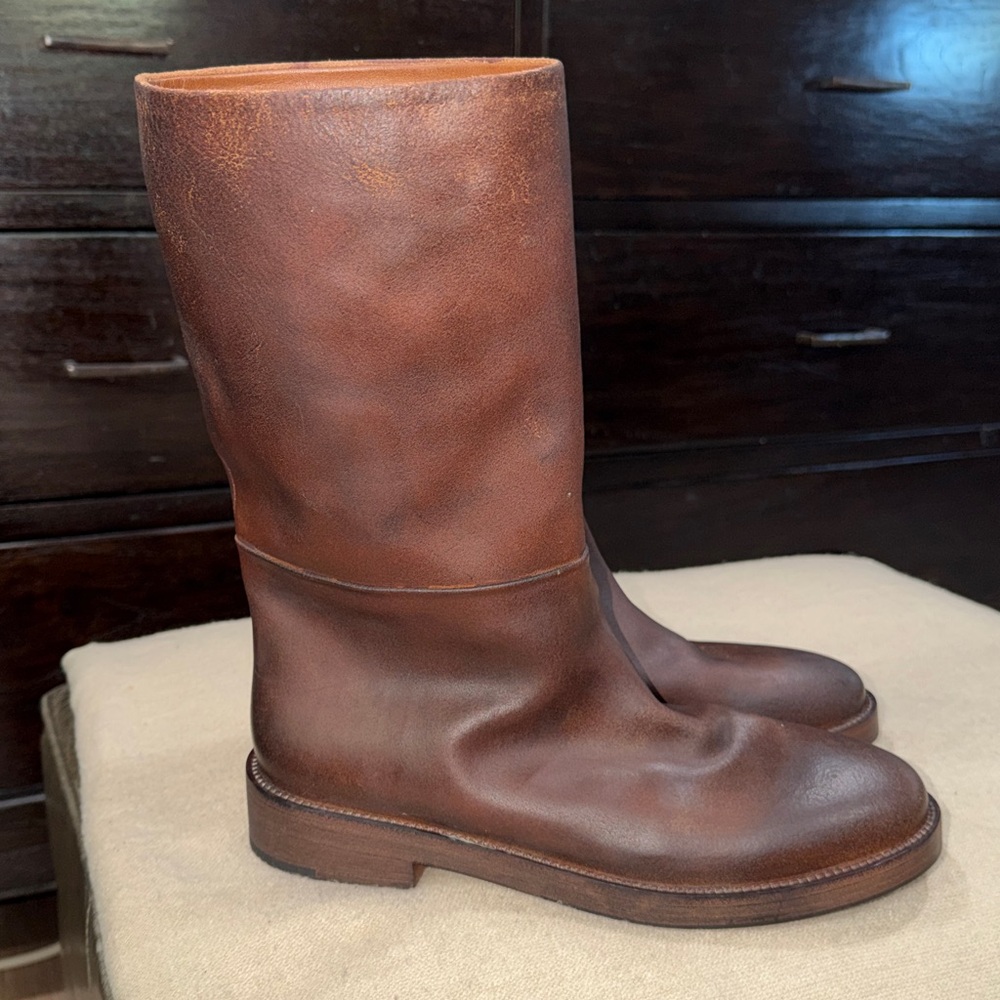 Marsell Tubetto Brown Leather Mid-Calf Women's Boots - Picture 5 of 10